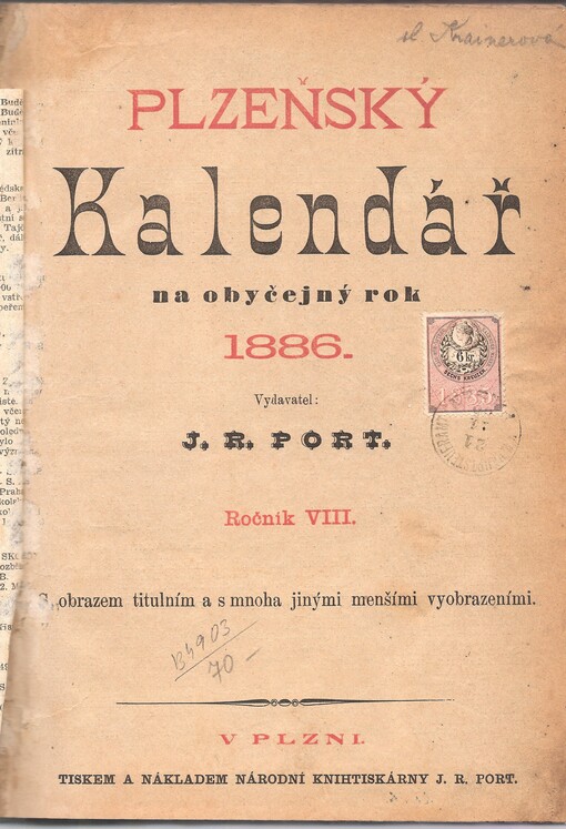 Plzeňský kalendář na obyčejný rok ...