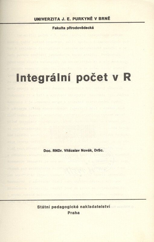 Integrální počet v R