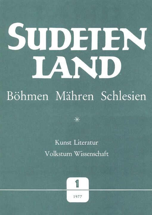 Sudetenland Böhmen, Mähren, Schlesien : Vierteljahresschrift für Kunst, Literatur, Wissenschaft und Volkskultur. Heft 3