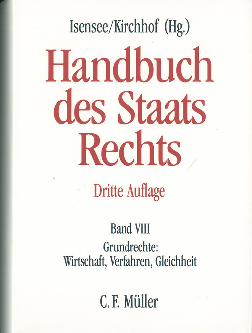 Handbuch des Staatsrechts der Bundesrepublik Deutschland, Bd. 8