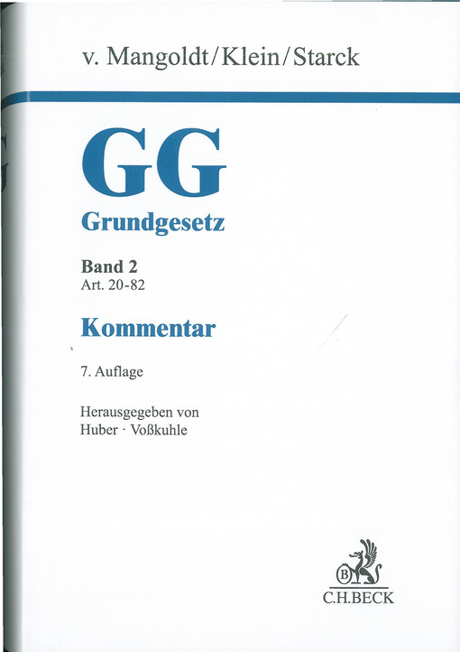Grundgesetz : Kommentar. Band 2, Artikel 20-82