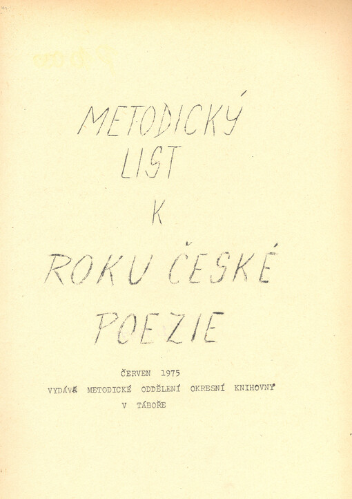 Metodický list k Roku české poezie