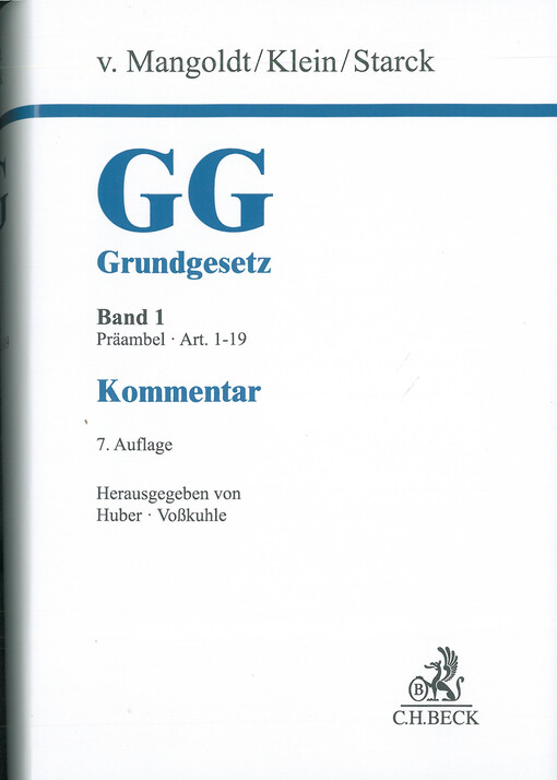 Grundgesetz : Kommentar. Band 1, Präambel, Art. 1-19