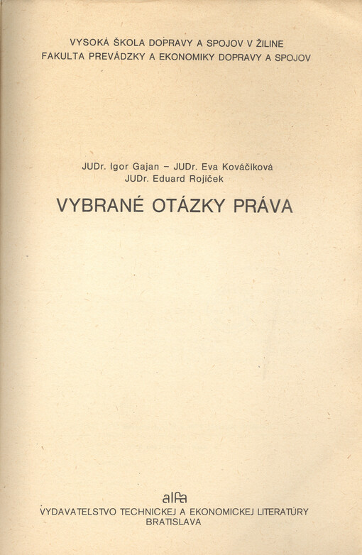 Vybrané otázky práva