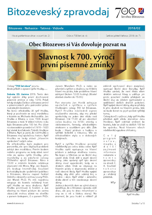 Bitozeveský zpravodaj : obec Bitozeves - Nehasice - Tatinná - Vidovle