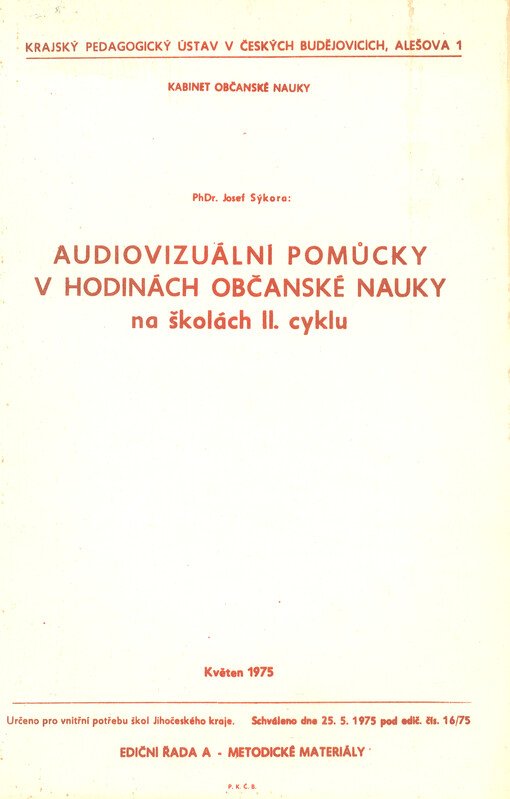 Audiovizuální pomůcky v hodinách občanské nauky na školách II. cyklu