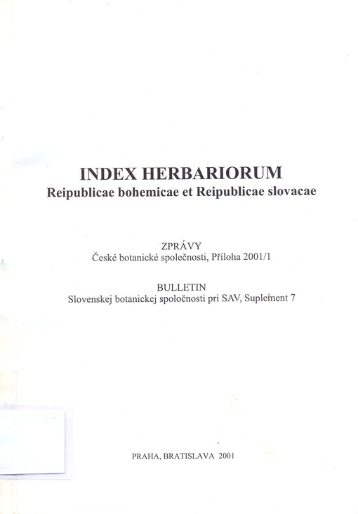 Index herbariorum Reipublicae bohemicae et Reipublicae slovacae