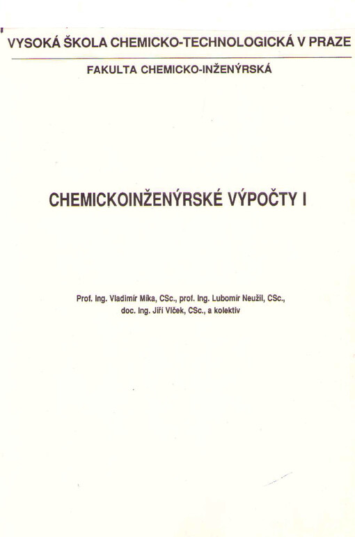 Chemickoinženýrské výpočty. 1