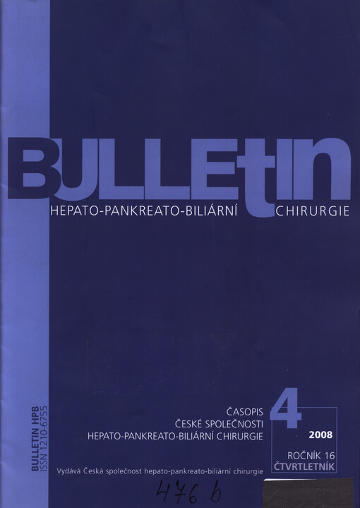 Bulletin HPB : odborná problematika z oblasti diagnostiky a léčby chirurgických onemocnění jater, žlučových cest a slinivky