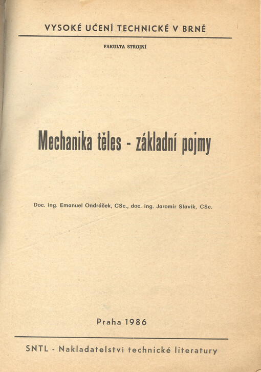 Mechanika těles : základní pojmy