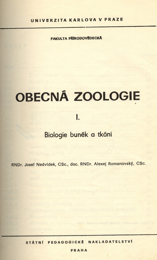 Obecná zoologie.[Díl] 1,Biologie buněk a tkání
