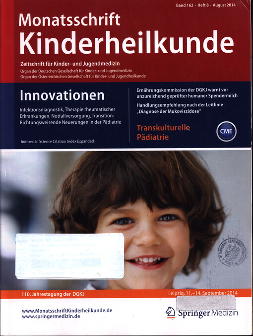 Monatsschrift für Kinderheilkunde : Organ der Deutschen Gesellschaft für Kinderheilkunde