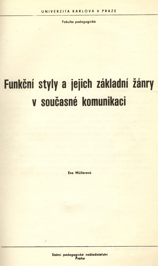 Funkční styly a jejich základní žánry v současné komunikaci