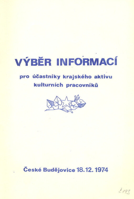 Výběr informací pro účastníky krajského aktivu kulturních pracovníků