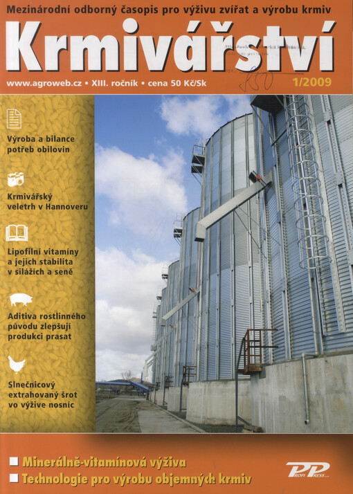 Krmivářství = Krmivárstvo : mezinárodní odborný časopis zaměřený na výživu zvířat a veterinární medicínu