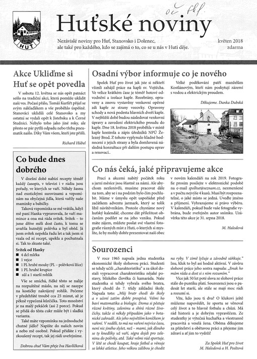 Huťské noviny : noviny pro Huť, Stanovsko i Dolenec, ale také pro každého, který se zajímá o to, co se u nás v Huti děje