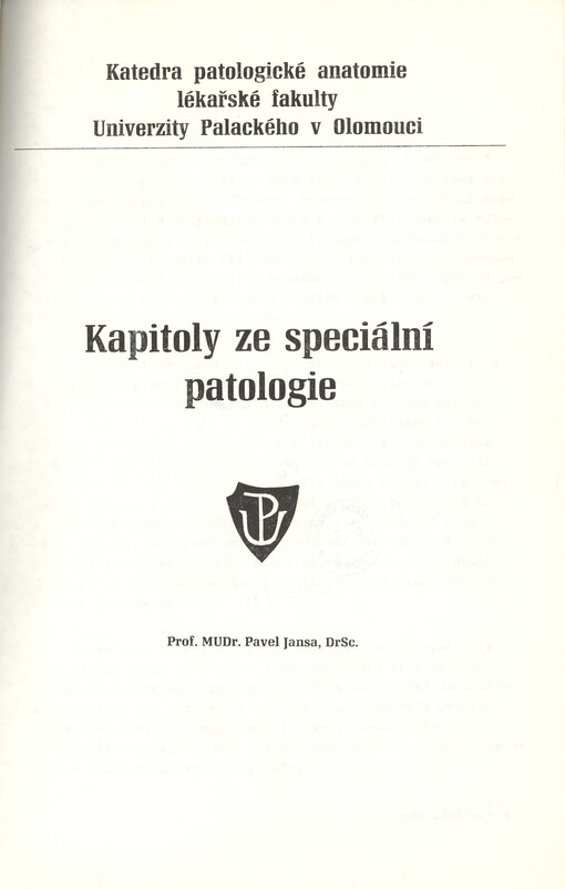 Kapitoly ze speciální patologie : Určeno pro posl. 3. roč. lék. fakulty