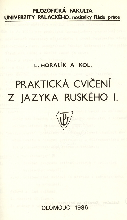 Praktická cvičení z jazyka ruského I.