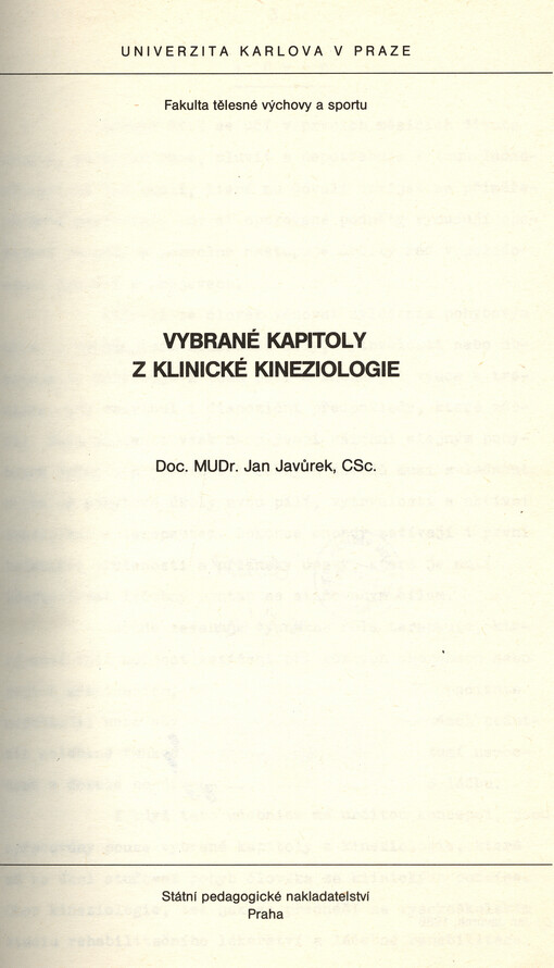 Vybrané kapitoly z klinické kineziologie
