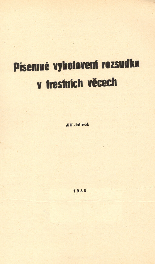 Písemné vyhotovení rozsudku v trestních věcech