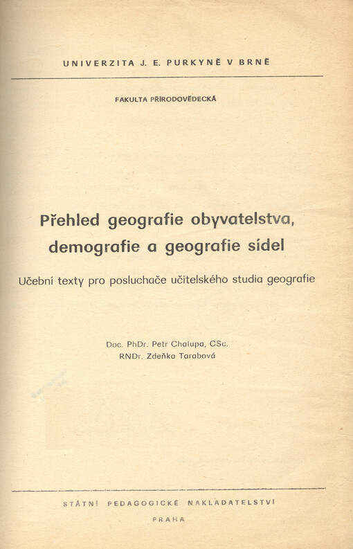 Přehled geografie obyvatelstva, demografie a geografie sídel
