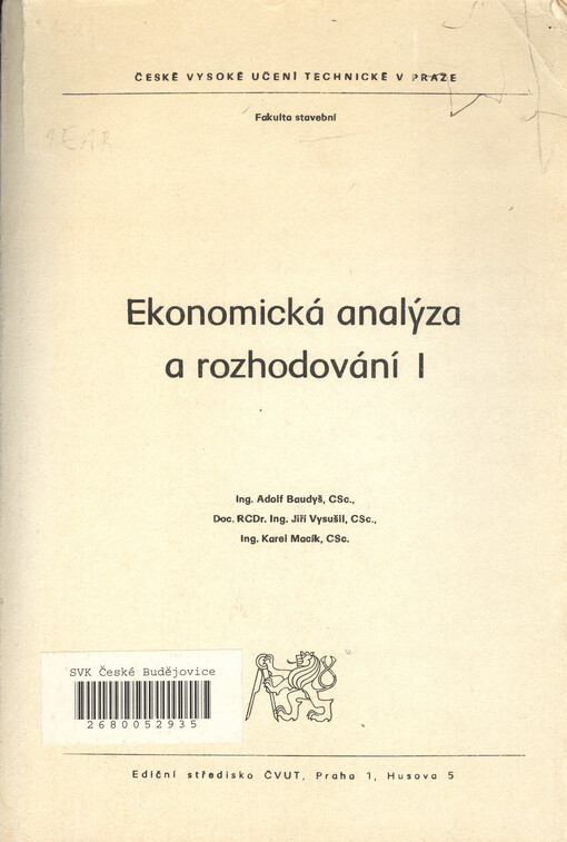 Ekonomická analýza a rozhodování I