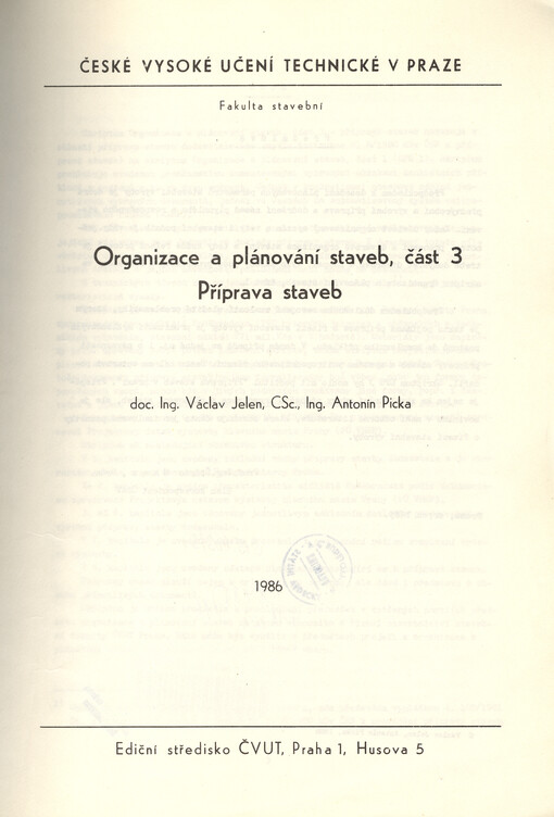 Organizace a plánování staveb.Část 3,Příprava staveb