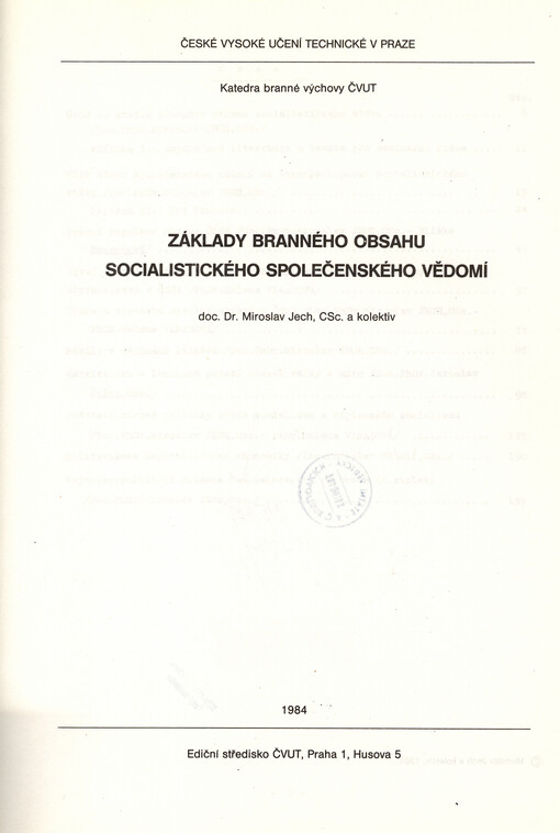 Základy branného obsahu socialistického společenského vědomí