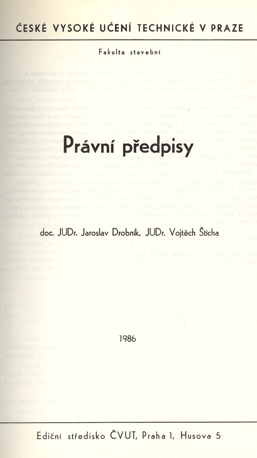 Právní předpisy : určeno pro stud. fak. stavební
