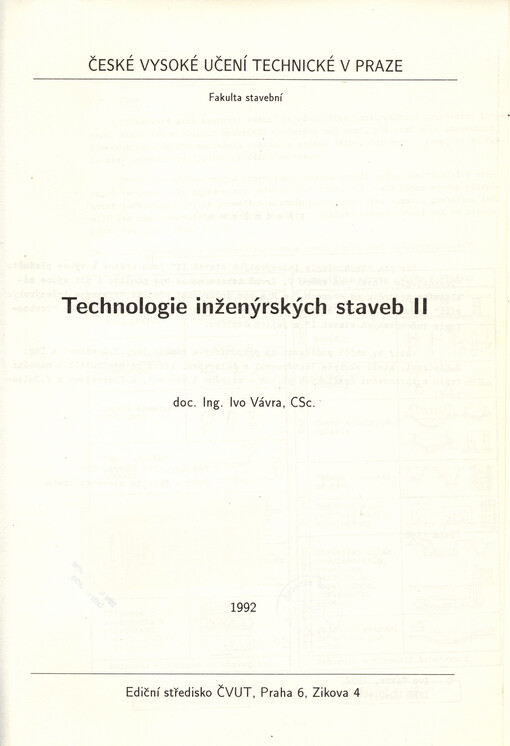 Technologie inženýrských staveb II