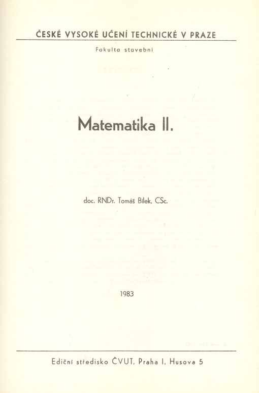 Matematika II :určeno pro stud. fak. stavební