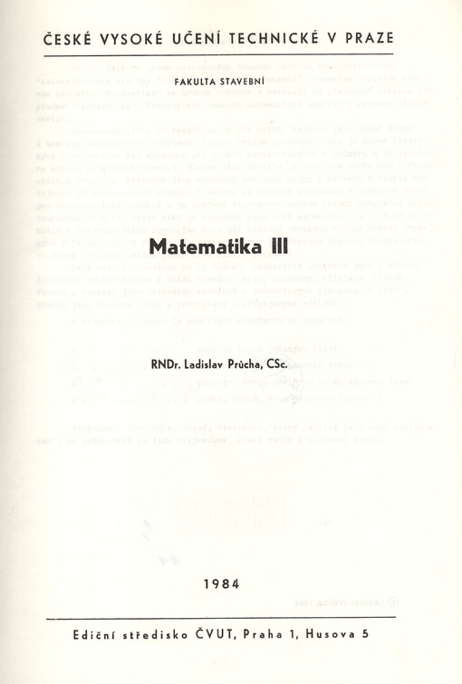 Matematika III