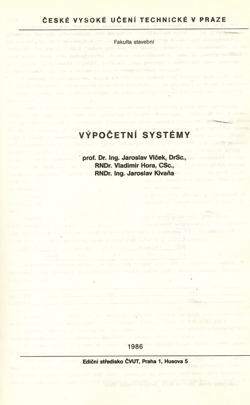 Výpočetní systémy : určeno pro stud. fak. stavební
