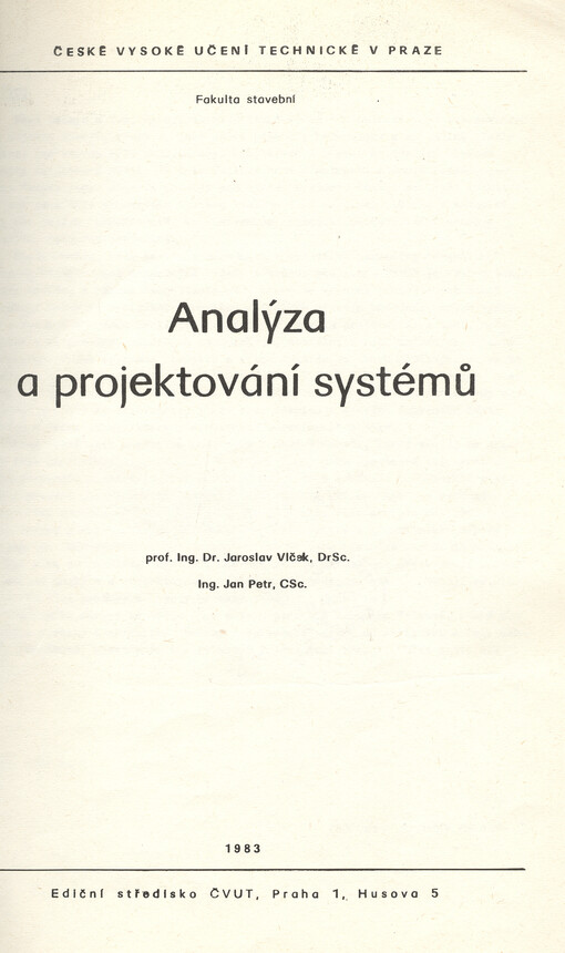 Analýzy a projektování systémů