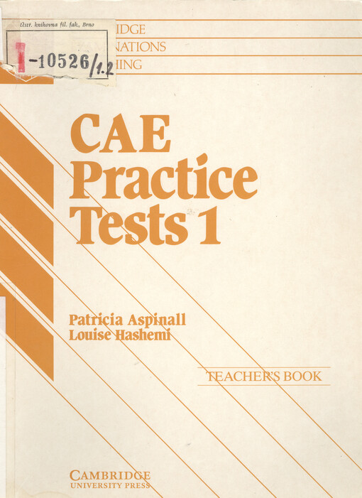 CAE Practice Tests. 1, Teacher's book