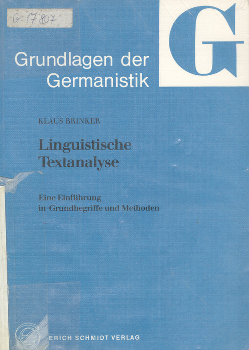 Linguistische Textanalyse : eine Einführung in Grundbegriffe und Methoden