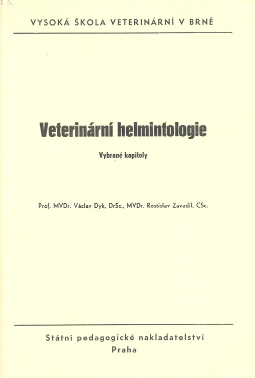 Veterinární helmintologie : vybrané kapitoly