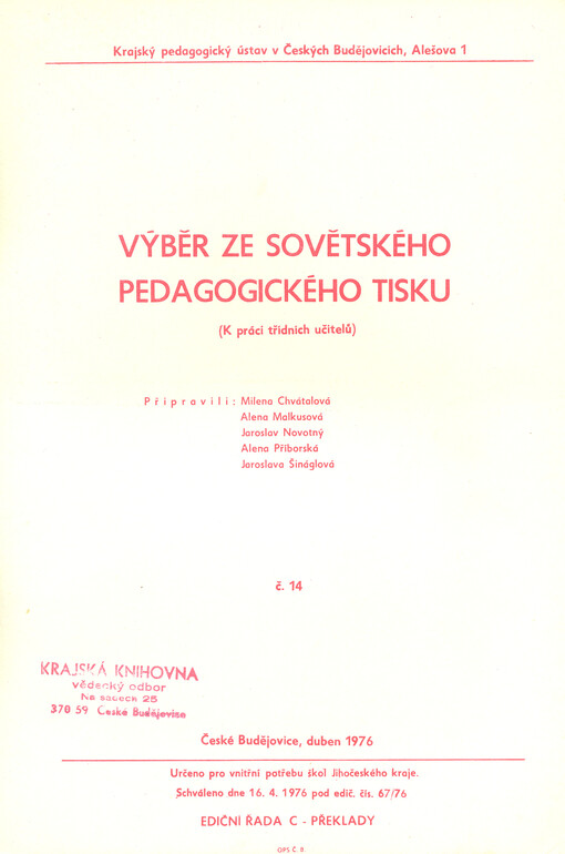 Výběr ze sovětského pedagogického tisku
