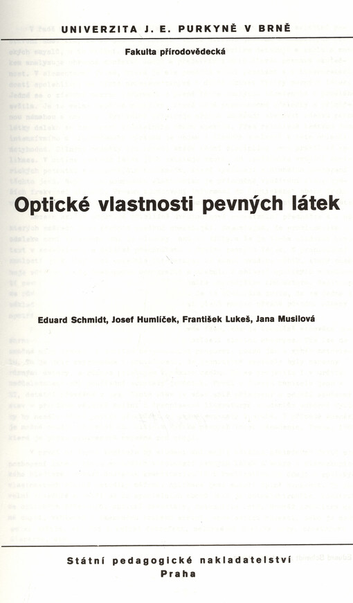 Optické vlastnosti pevných látek :určeno pro posl. fak. přírodověd.