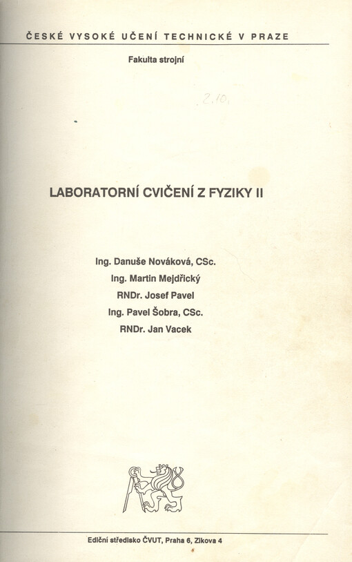 Laboratorní cvičení z fyziky II