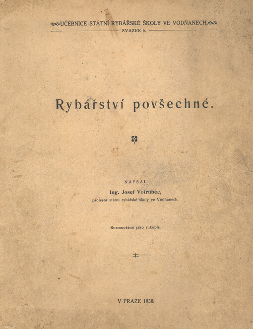 Rybářství povšechné