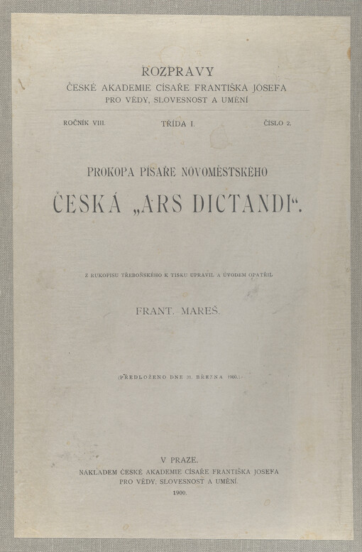 Prokopa písaře Novoměstského česká Ars dictandi