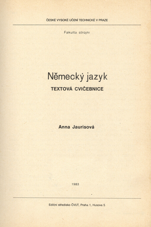 Německý jazyk :textová cvičebnice