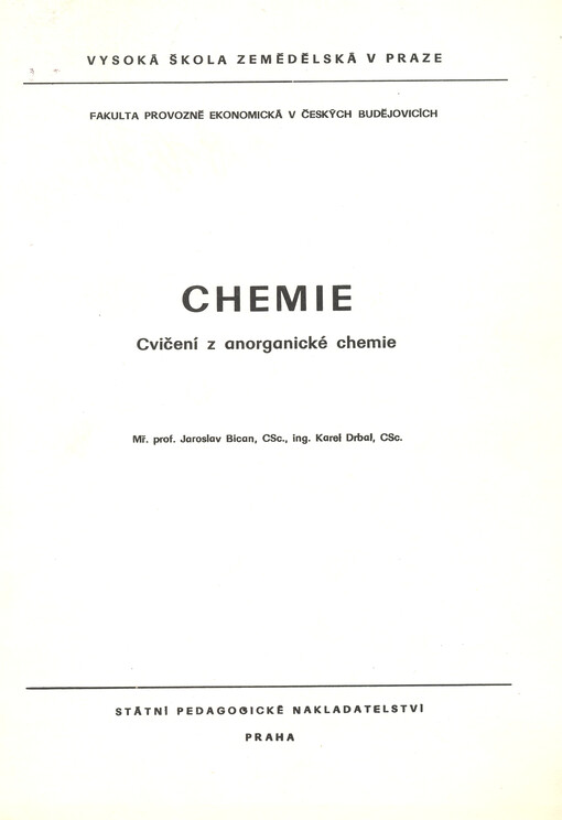 Chemie : cvičení z anorganické chemie