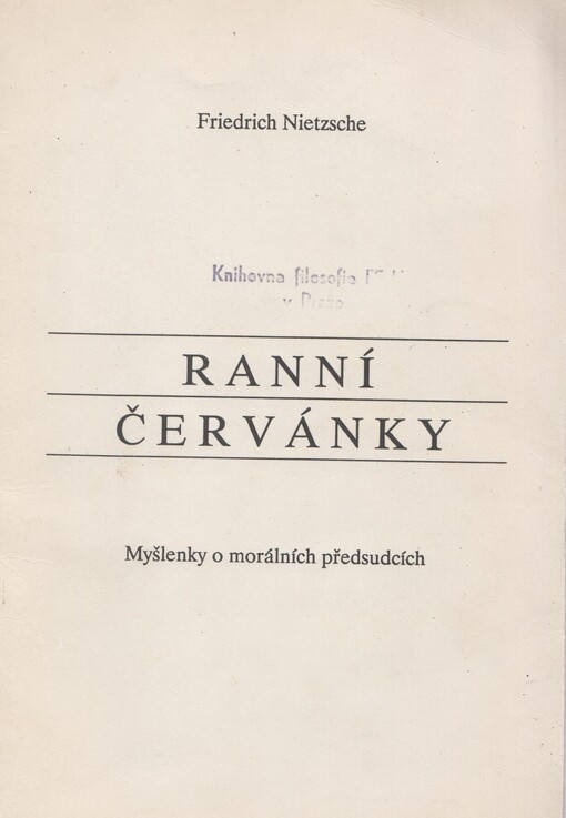 Ranní červánky : myšlenky o morálních předsudcích, 1. vyd.