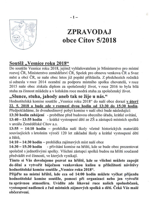 Zpravodaj obce Cítov