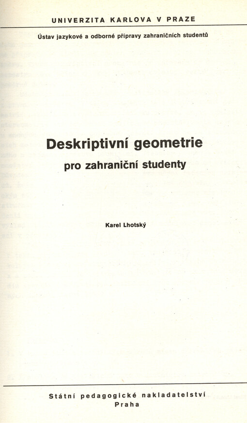 Deskriptivní geometrie pro zahraniční studenty