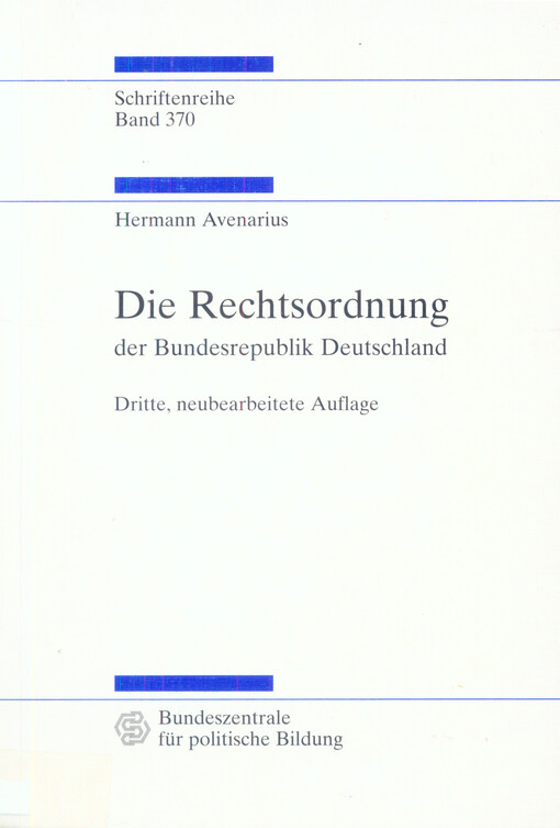 Die Rechtsordnung der Bundesrepublik : eine Einführung