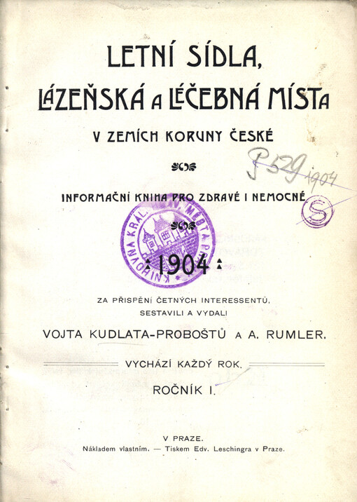 Letní sídla, lázeňská a léčebná místa v Zemích Koruny české : informační kniha pro zdravé i nemocné