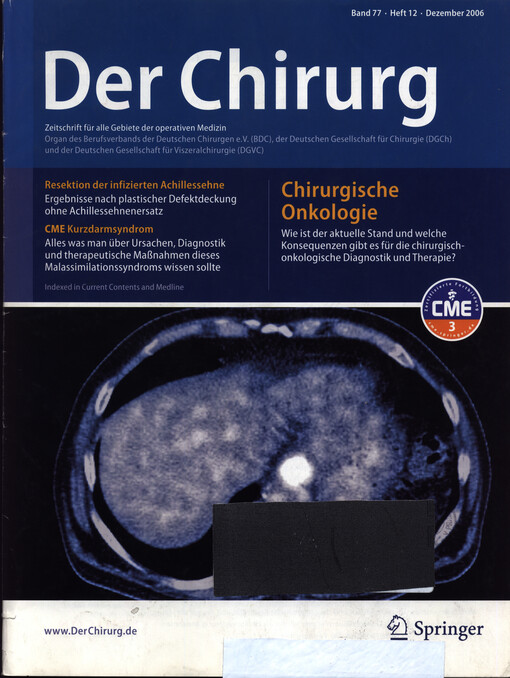 Der Chirurg : Zeitschrift für die alle Gebiete der operativen Medizin